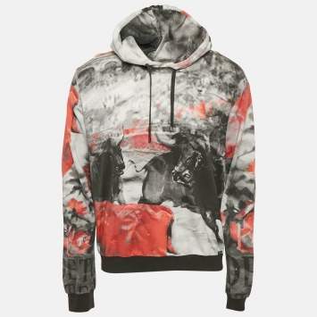 Pre Owned Dolce & Gabbana Black Abstract Print Cotton Hoodie XL