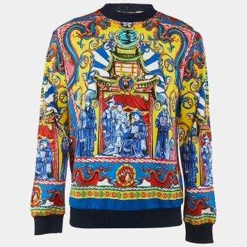 Dolce & Gabbana Multicolor Caretto Siciliano Print Cotton Sweatshirt S 