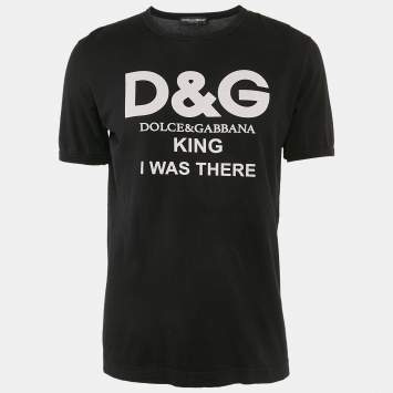 Dolce & Gabbana Black Logo Print Cotton Crew Neck T-Shirt M