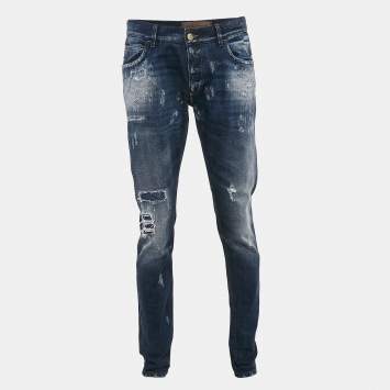 Pre Owned Dolce & Gabbana Blue Distressed Denim Jeans L Waist 35"