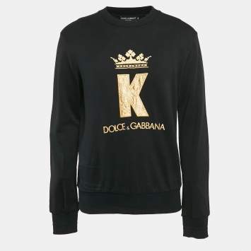Pre Owned Dolce & Gabbana Black King Applique Cotton Sweatshirt L