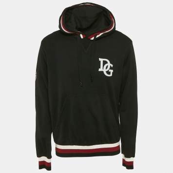 Pre Owned Dolce & Gabbana Black King Print Cotton Knit Hoodie XL