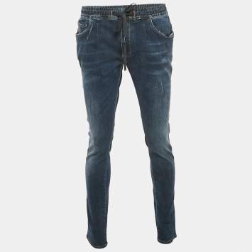 Pre Owned Dolce & Gabbana Blue Distressed Denim Jeans XXXL Waist 34"
