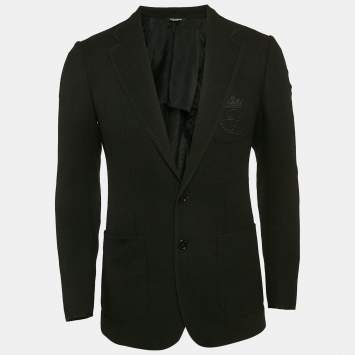 Pre Owned Dolce & Gabbana Black Textured Wool Single Breasted Blazer XS