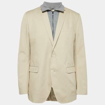 Pre Owned Dolce & Gabbana Beige Cotton Gabardine Blazer XL