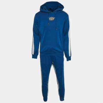 Dolce & Gabbana Blue Crown Embroidered Cotton Knit Tack Suit M