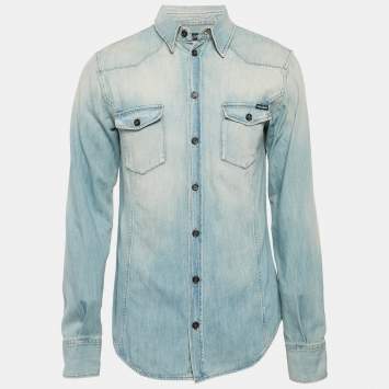 Pre Owned Dolce & Gabbana Blue Faded Denim Slim Fit Shirt XL