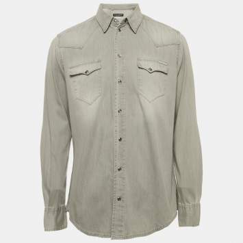 Pre Owned Dolce & Gabbana Grey Denim Sicilia Shirt L