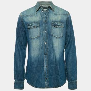 Pre Owned Dolce & Gabbana Blue Faded Denim Sicilia Shirt XL