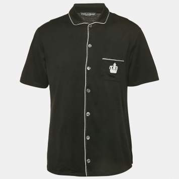Pre Owned Dolce & Gabbana Black Jersey Short Sleeve Shirt L