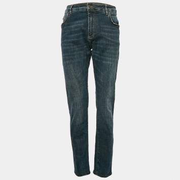 Pre Owned Dolce & Gabbana Blue Faded Denim Slim Fit Jeans XL Waist 35"