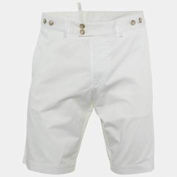 Pre Owned Dolce & Gabbana White Cotton Bermuda Shorts L