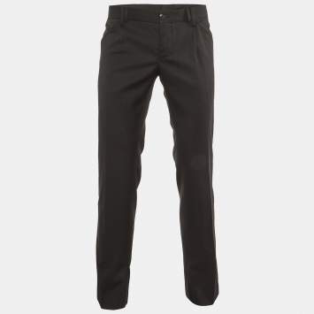 Pre Owned Dolce & Gabbana Black Wool & Silk Tailored Pants M