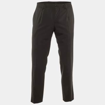 Pre Owned Dolce & Gabbana Black Wool Straight Leg Pants M