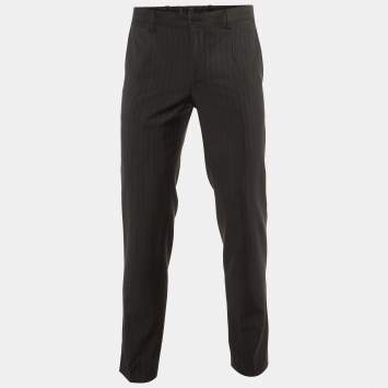 Pre Owned Dolce & Gabbana Charcoal Grey Pin Striped Wool Tailored Pants S