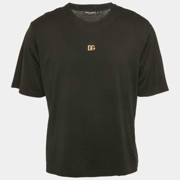 Dolce & Gabbana Black Logo Metal Detail Cotton Oversized T-Shirt M