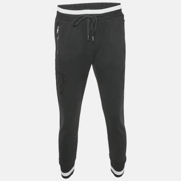 Dolce & Gabbana Black Cotton Knit Logo Detail Joggers M