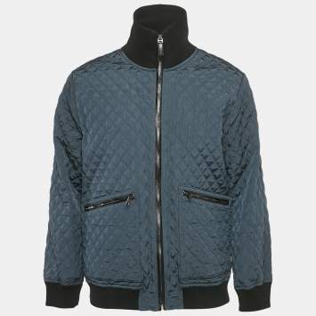 Dolce & Gabbana Blue/Black Nylon and Cotton Jacket XL