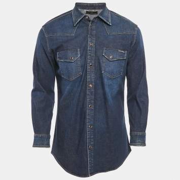 Dolce & Gabbana Navy Blue Denim Button Front Shirt XS