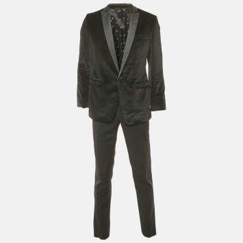 Dolce & Gabbana Black Velvet Brad Suit M