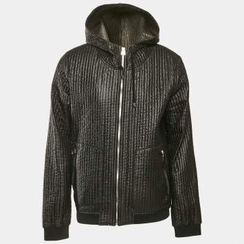 Dolce & Gabbana Black Quilted Nylon Zip Front Hooded Jacket XXXL