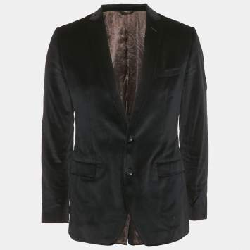 Pre Owned Dolce & Gabbana Navy Blue Velvet Martini Blazer M