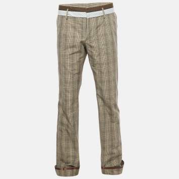 Dolce & Gabbana Brown Plaid Cotton Trouser XL