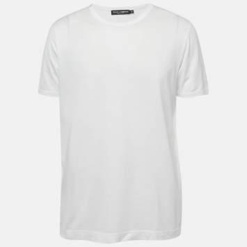 Pre Owned Dolce & Gabbana White Jersey Crewneck T-Shirt XXL