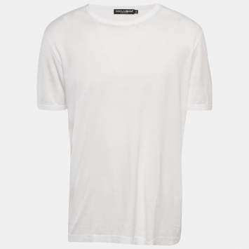 Pre Owned Dolce & Gabbana White Cotton Jersey Crewneck T-Shirt XXL