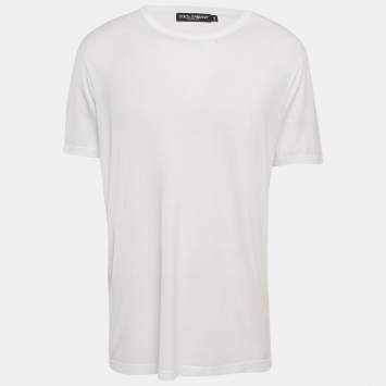 Pre Owned Dolce & Gabbana White Jersey Crewneck T-Shirt XXL