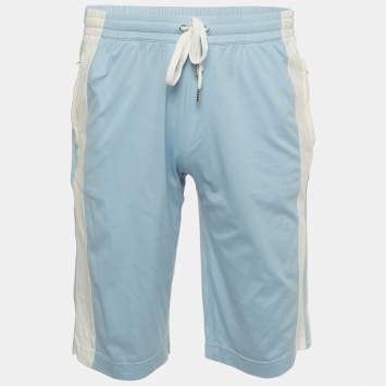 Pre Owned Dolce & Gabbana Blue Striped Cotton Jersey Shorts S