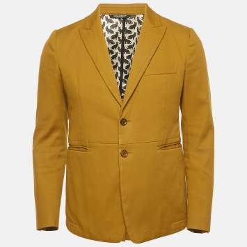 Dolce & Gabbana Mustard Yellow Cotton Single Breasted Blazer S