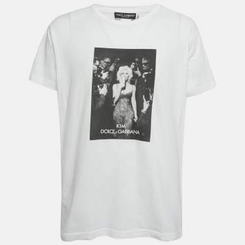 Pre Owned Dolce & Gabbana x Kim White Printed Jersey T-Shirt XL
