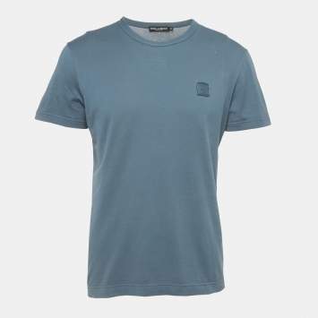 Pre Owned Dolce & Gabbana Blue Cotton Crew Neck T-Shirt M
