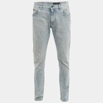 Pre Owned Dolce & Gabbana Light Blue Distressed Denim Jeans M Waist 32"