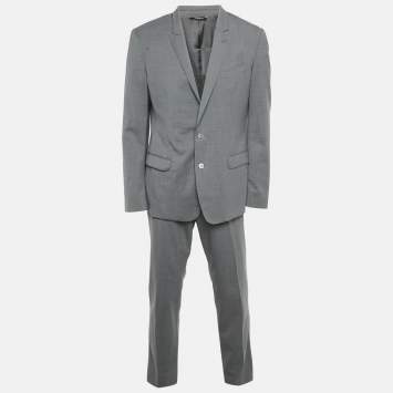 Pre Owned Dolce & Gabbana Grey Wool Tailored Martini Pants Suit  XL