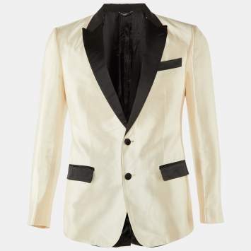 Pre Owned Dolce & Gabbana Ivory Silk Tailored Martini Jacket S