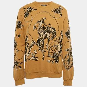 Pre Owned Dolce & Gabbana Brown Printed Knit Sweatshirt XL