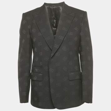 Pre Owned Dolce & Gabbana Sicilia Black Monogram Wool Blend Blazer L