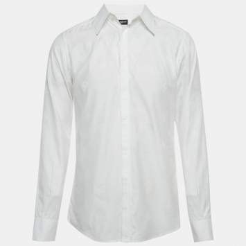 Pre Owned قميص دولتشي أند غابانا أ زرار أمامية أكمام طويلة قطن أبيض كبير جدا