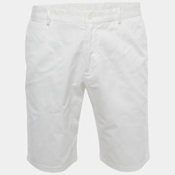 Pre Owned Dolce & Gabbana White  DG Embroidery Stretch Cotton Shorts L
