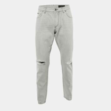 Pre Owned Dolce & Gabbana Light Grey Denim Regular Fit Jeans L Waist 36" 