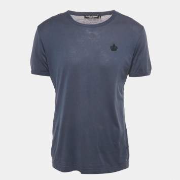 مملوكة مسبقًا Dolce & Gabbana Blue Jersey Crew Neck T-Shirt L