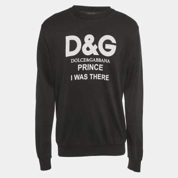 مملوكة مسبقًا Dolce & Gabbana Black Logo Print Cotton Knit Sweatshirt L