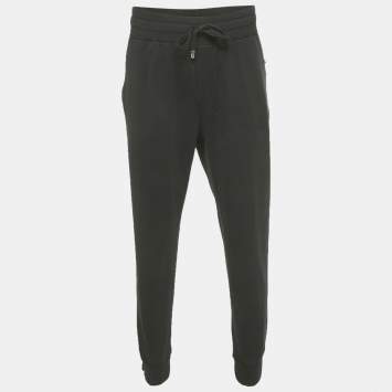 Pre Owned Dolce & Gabbana Black Cotton Logo Plaque Joggers 4XL