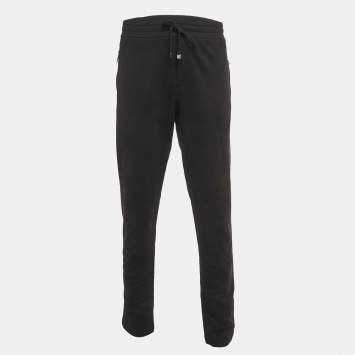 Pre Owned Dolce & Gabbana Black Cotton Drawstring Sweatpants XXL