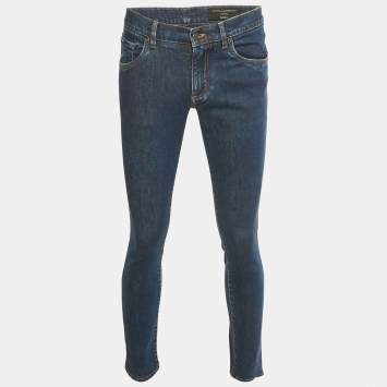 Pre Owned Dolce & Gabbana Blue Denim Slim Fit Pants S/Waist 30"