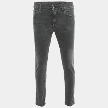 Pre Owned Dolce & Gabbana Black Faded Denim Slim Fit Jeans M/Waist 32"