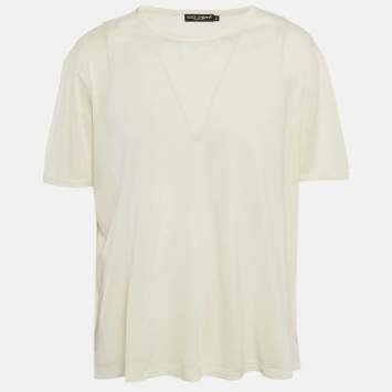 مملوكة مسبقًا Dolce & Gabbana Cream Jersey Crewneck T-Shirt XXL