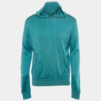 مملوكة مسبقًا Dolce & Gabbana Blue Knit Hooded Sweatshirt L